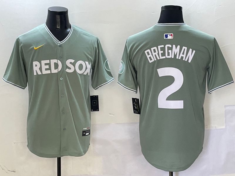 Men Boston Red Sox 2 Bregman Green Joint Name Game Nike 2025 MLB Jersey style 1